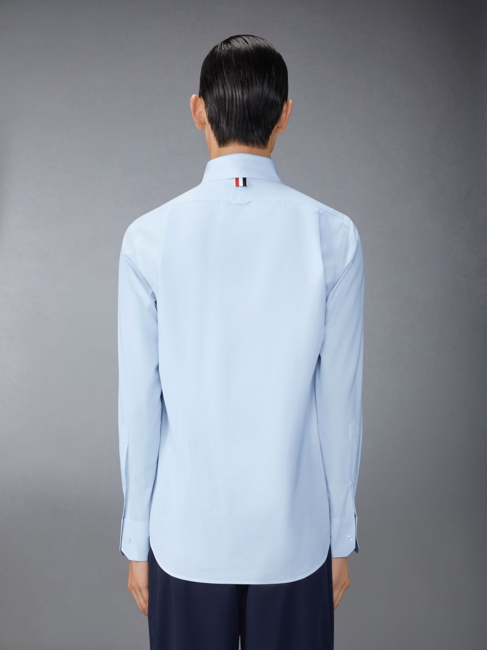 Thom Browne Solid Poplin Twin Needle Contrast Topstitching Men Shirts Blue | IVG73N85460