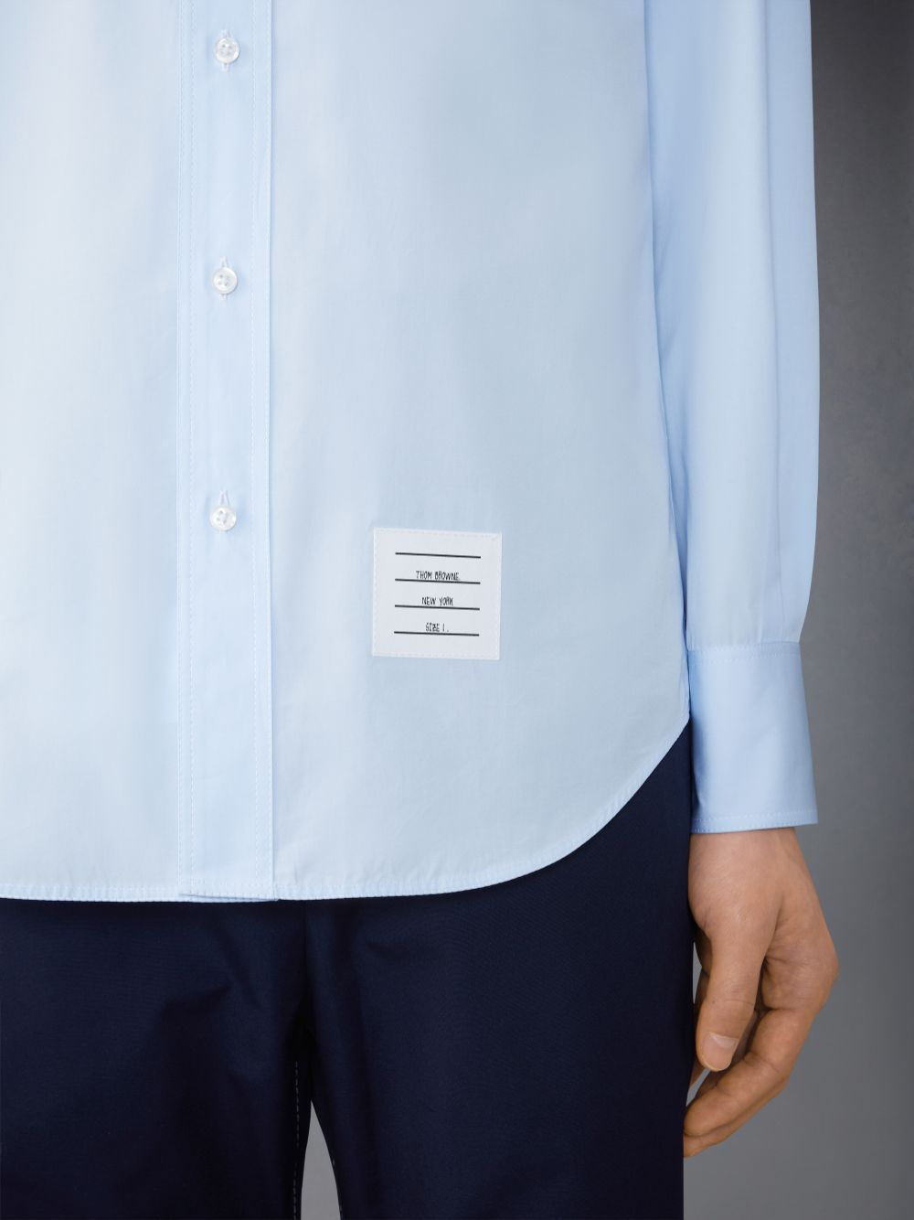 Thom Browne Solid Poplin Twin Needle Contrast Topstitching Men Shirts Blue | IVG73N85460