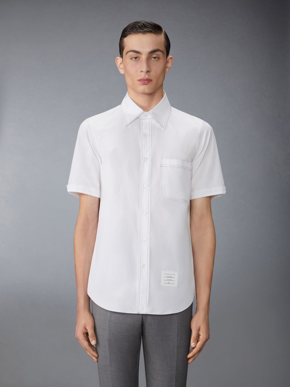 Thom Browne Solid Poplin Twin Needle Contrast Topstitching Men Shirts White | NOG34H96754