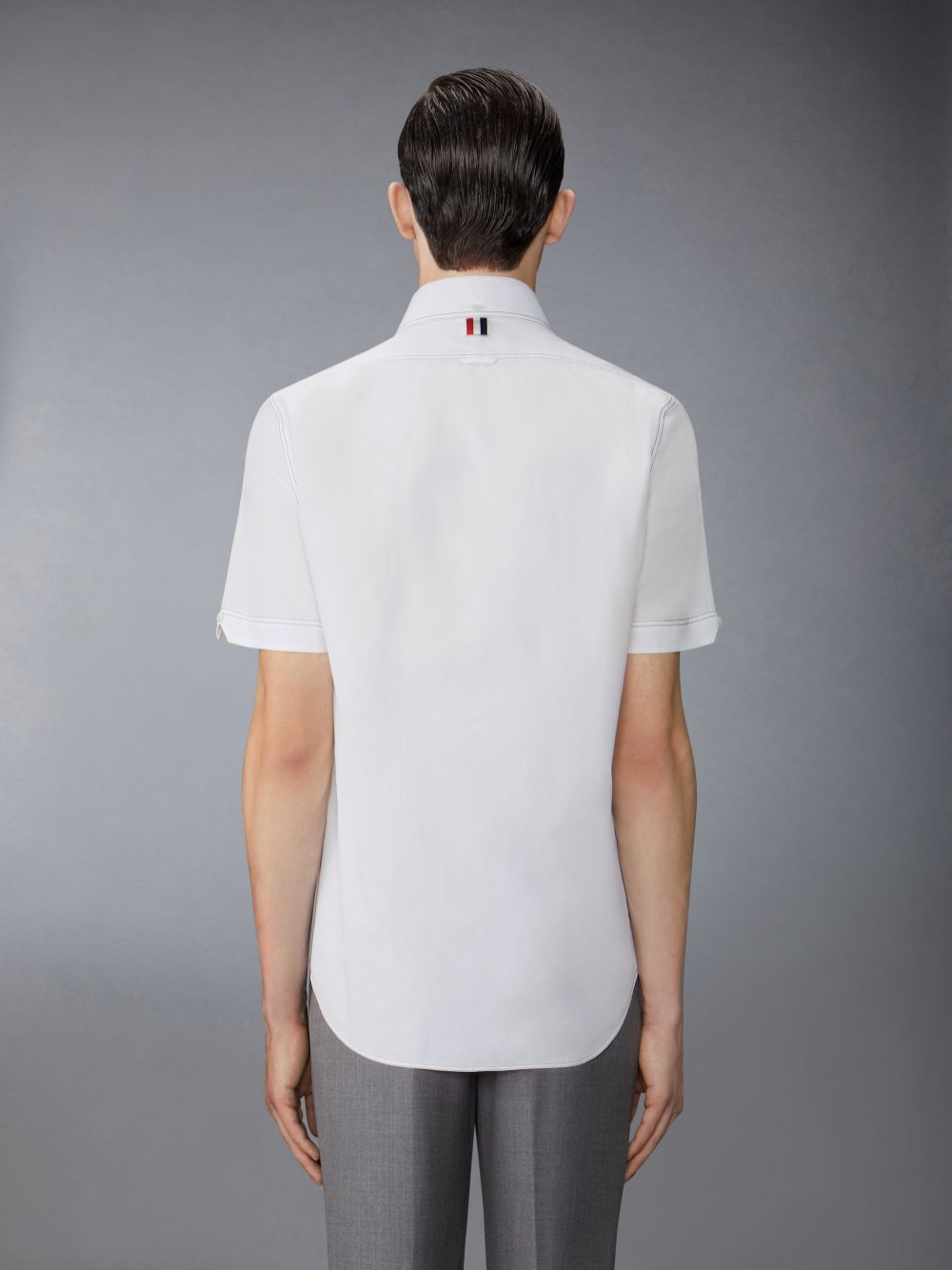 Thom Browne Solid Poplin Twin Needle Contrast Topstitching Men Shirts White | NOG34H96754