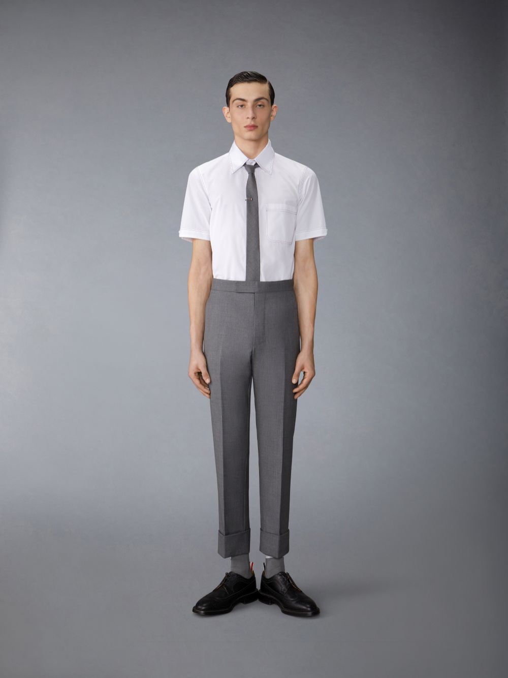 Thom Browne Solid Poplin Twin Needle Contrast Topstitching Men Shirts White | NOG34H96754