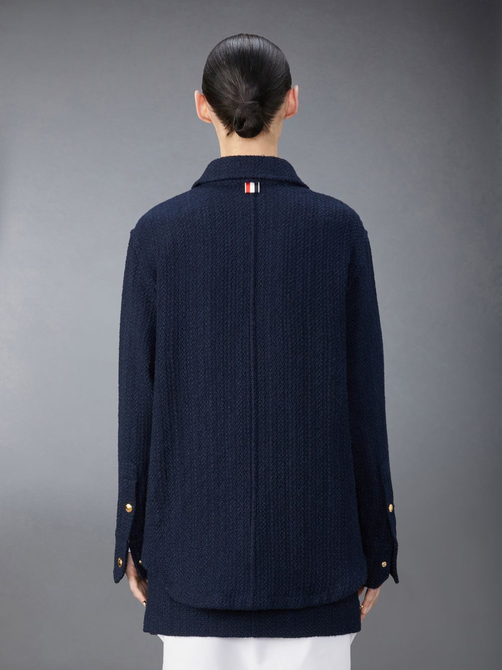 Thom Browne Solid Tweed Shirt Women Jackets Blue | MPJ27I67819