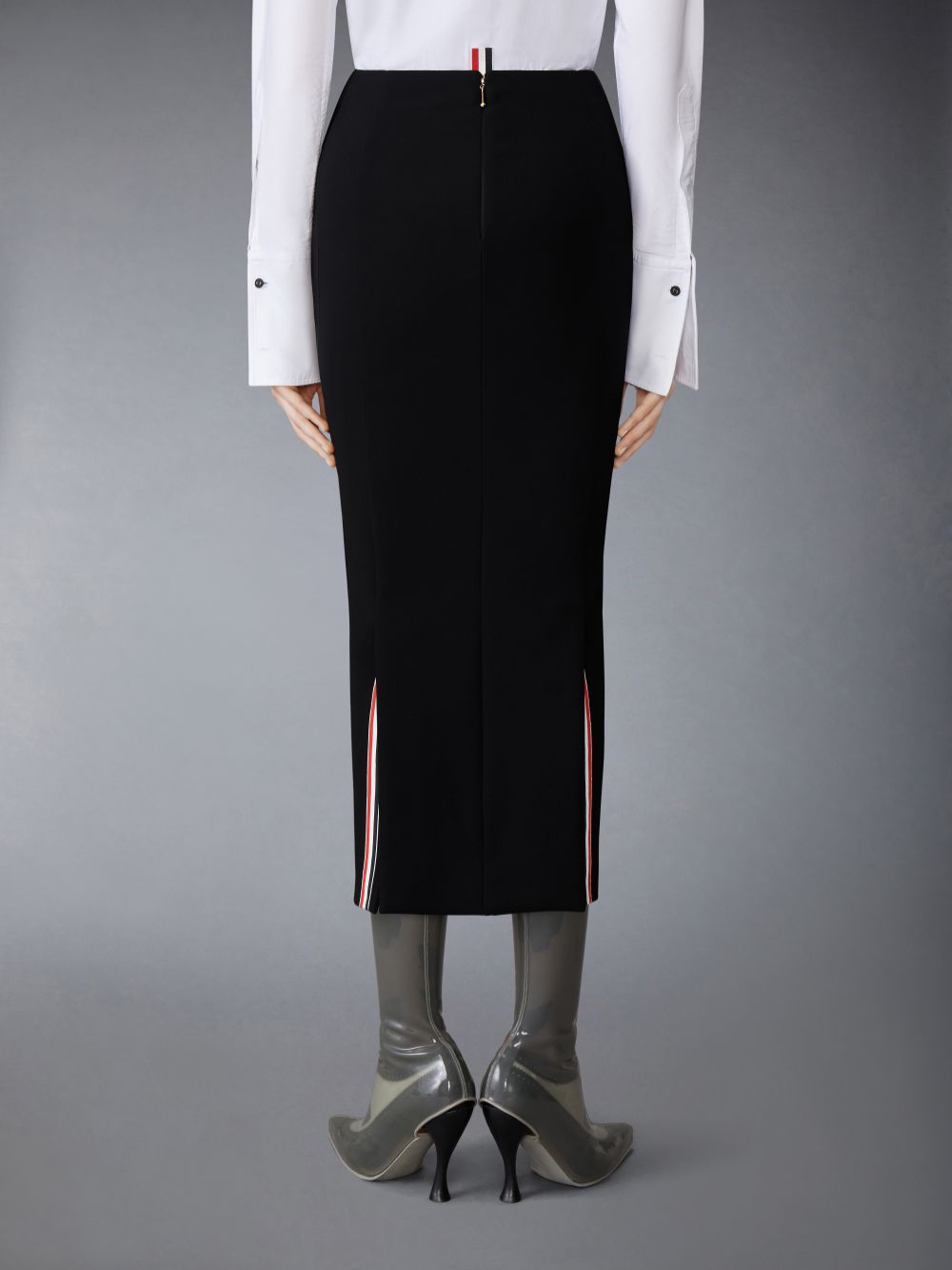 Thom Browne Solid Wool Crepe Low Rise Maxi Hobble Women Skirts Black | AWT27T22293