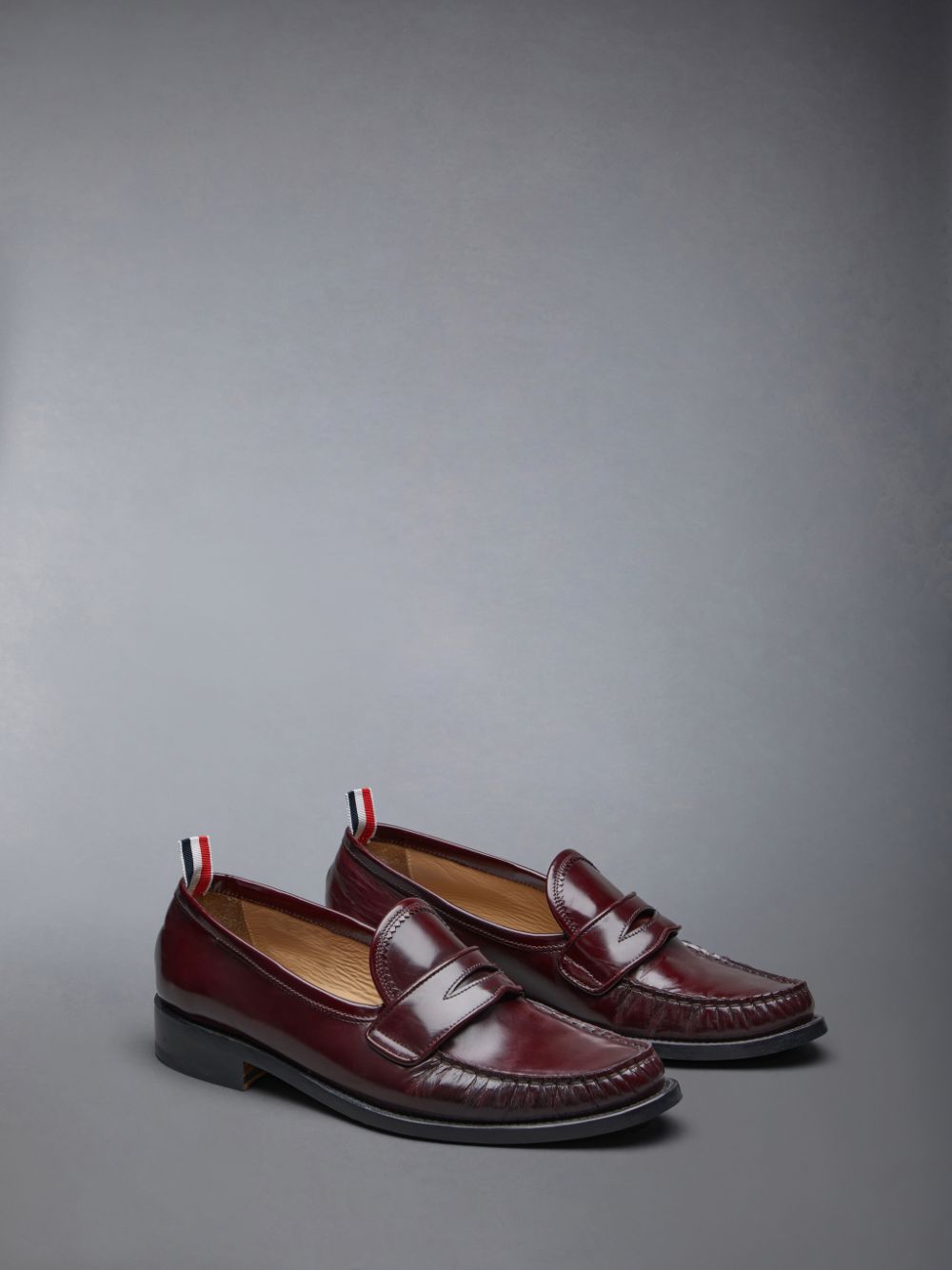 Thom Browne Spazzolato Pleated Varsity Men Loafers Red | FTD24D36988