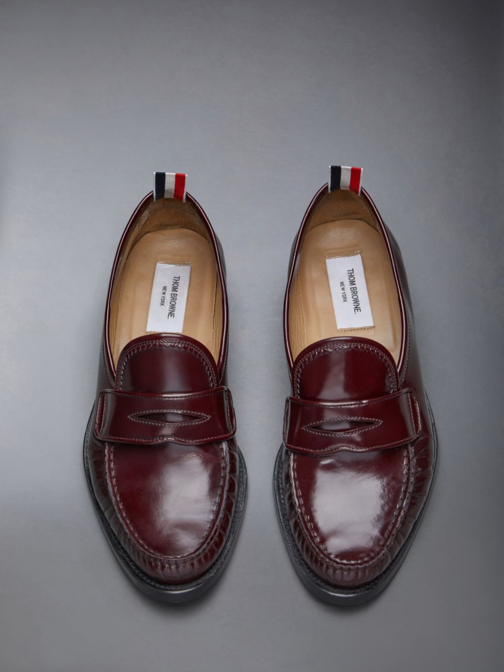 Thom Browne Spazzolato Pleated Varsity Men Loafers Red | FTD24D36988