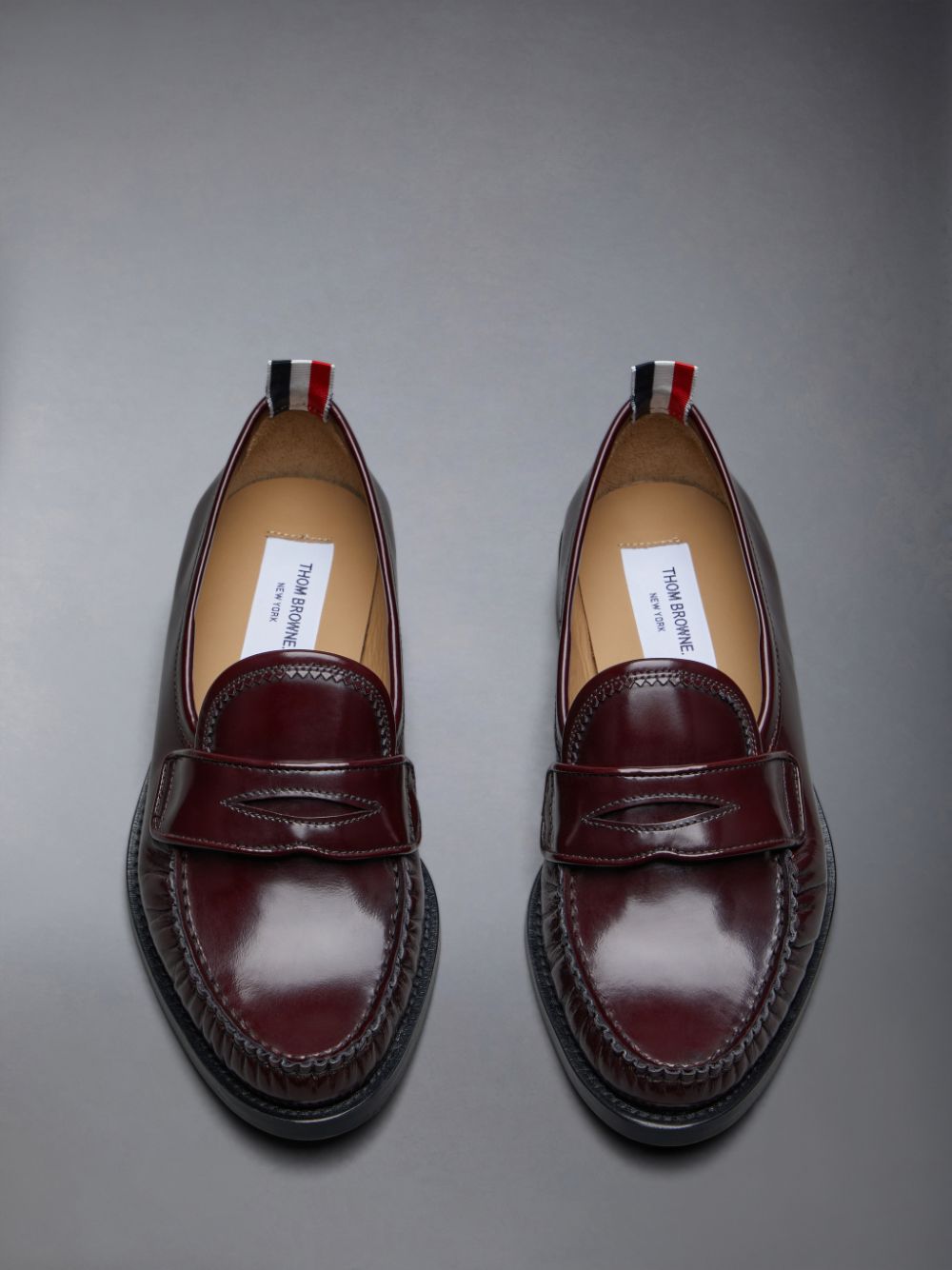 Thom Browne Spazzolato Pleated Varsity Women Loafers Red | TNG71C94686