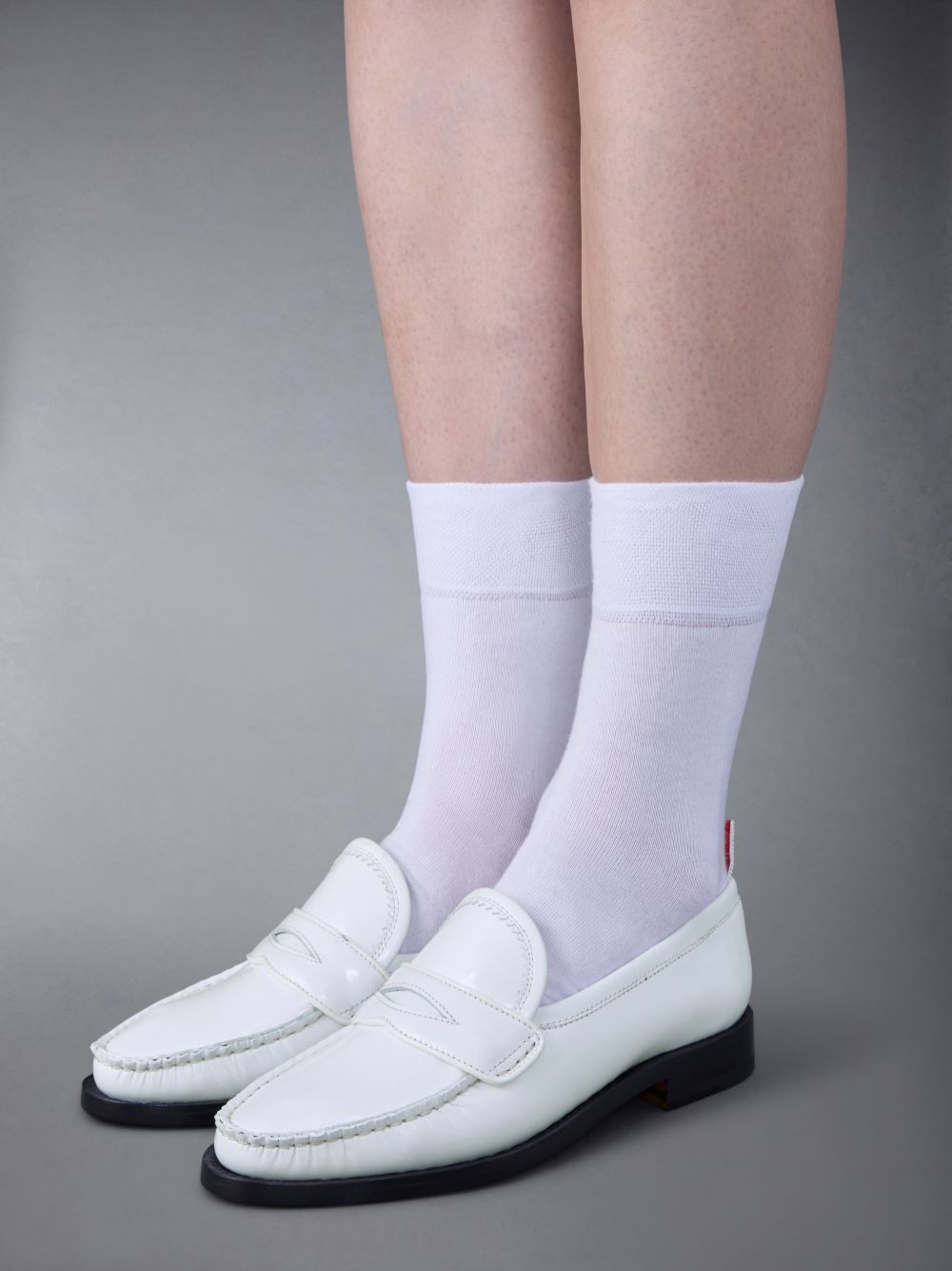 Thom Browne Spazzolato Pleated Varsity Women Loafers White | DDP23N64140