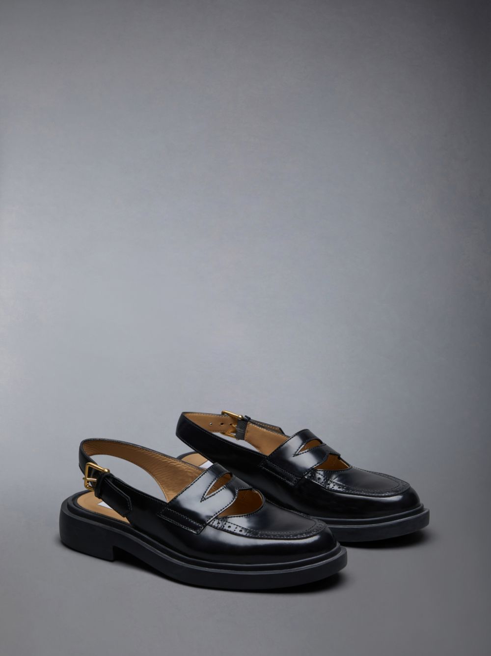 Thom Browne Spazzolato Slingback Penny Women Loafers Black | KTT40D02646