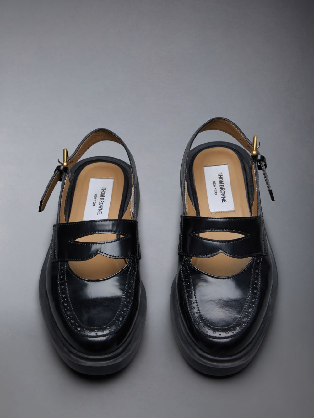 Thom Browne Spazzolato Slingback Penny Women Loafers Black | KTT40D02646