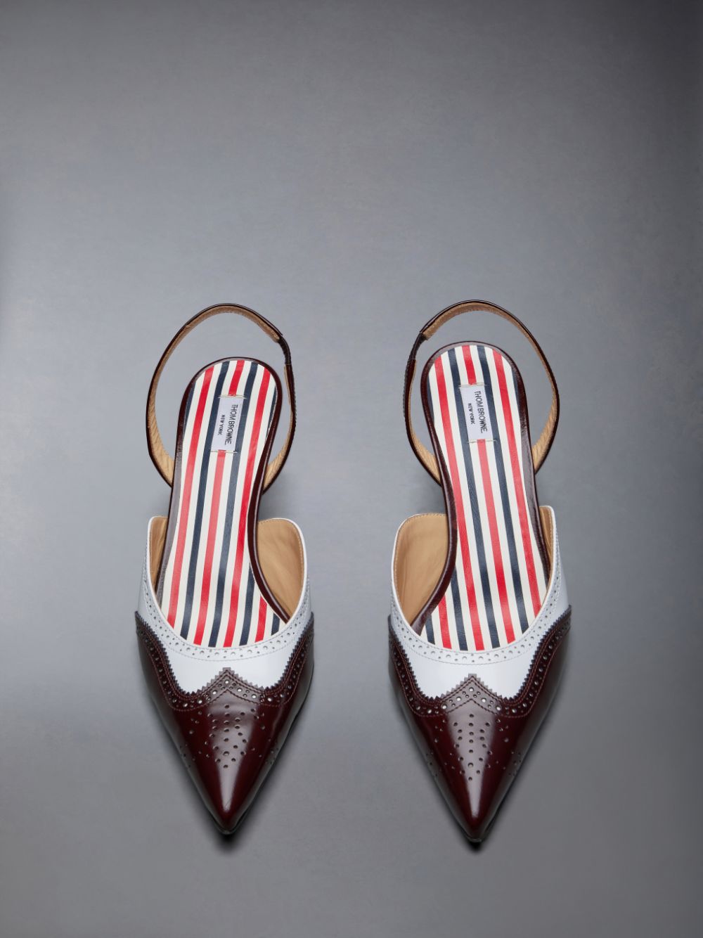 Thom Browne Spazzolato Wingtip Slingback Women Mules Red | IKG39Z14434