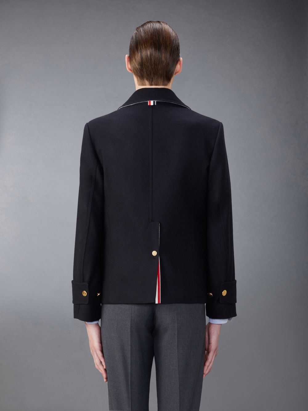 Thom Browne Spring Weight Melton Wool Peacoat Men Coats Blue | BXQ05E66501