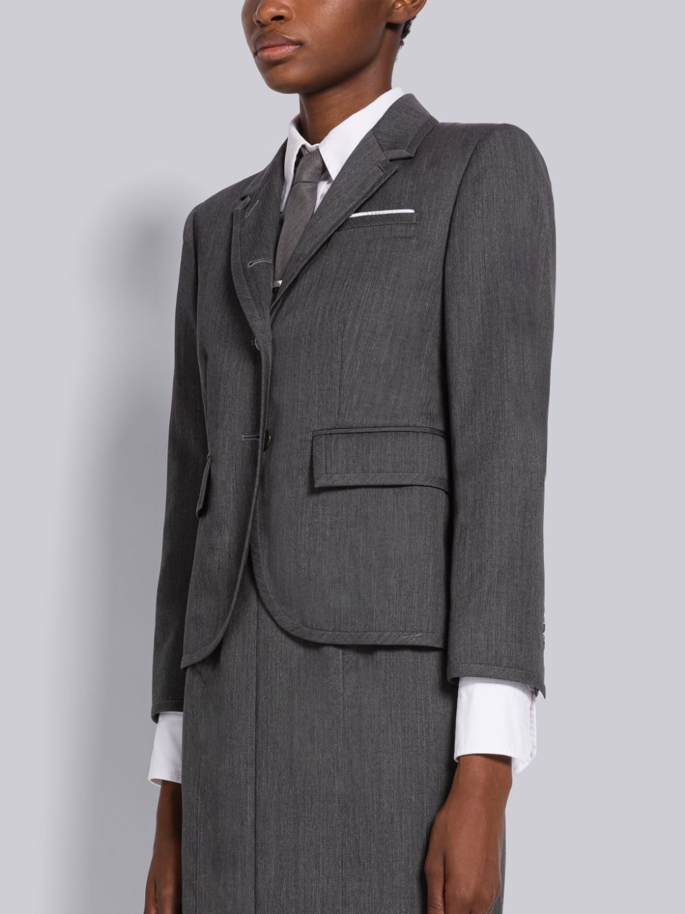 Thom Browne Stiff Wool Gabardine High Armhole Sport Women Coats Grey | EYR11S23733