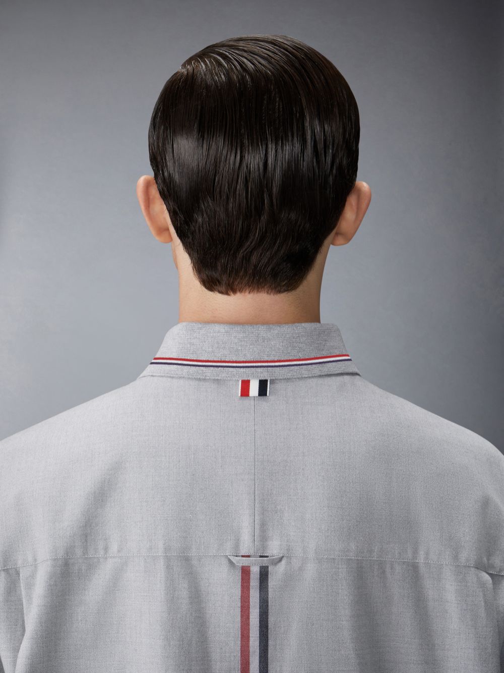 Thom Browne Stripe Cotton Flannel Oversized Men Shirts Grey | DMJ82B54048