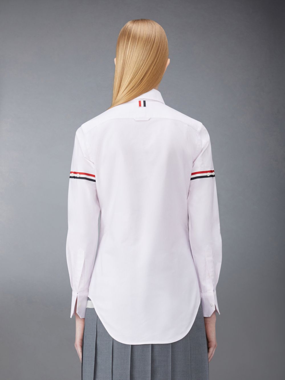 Thom Browne Stripe Oxford Armband Classic Round Collar Women Shirts Pink | LZG99W16864