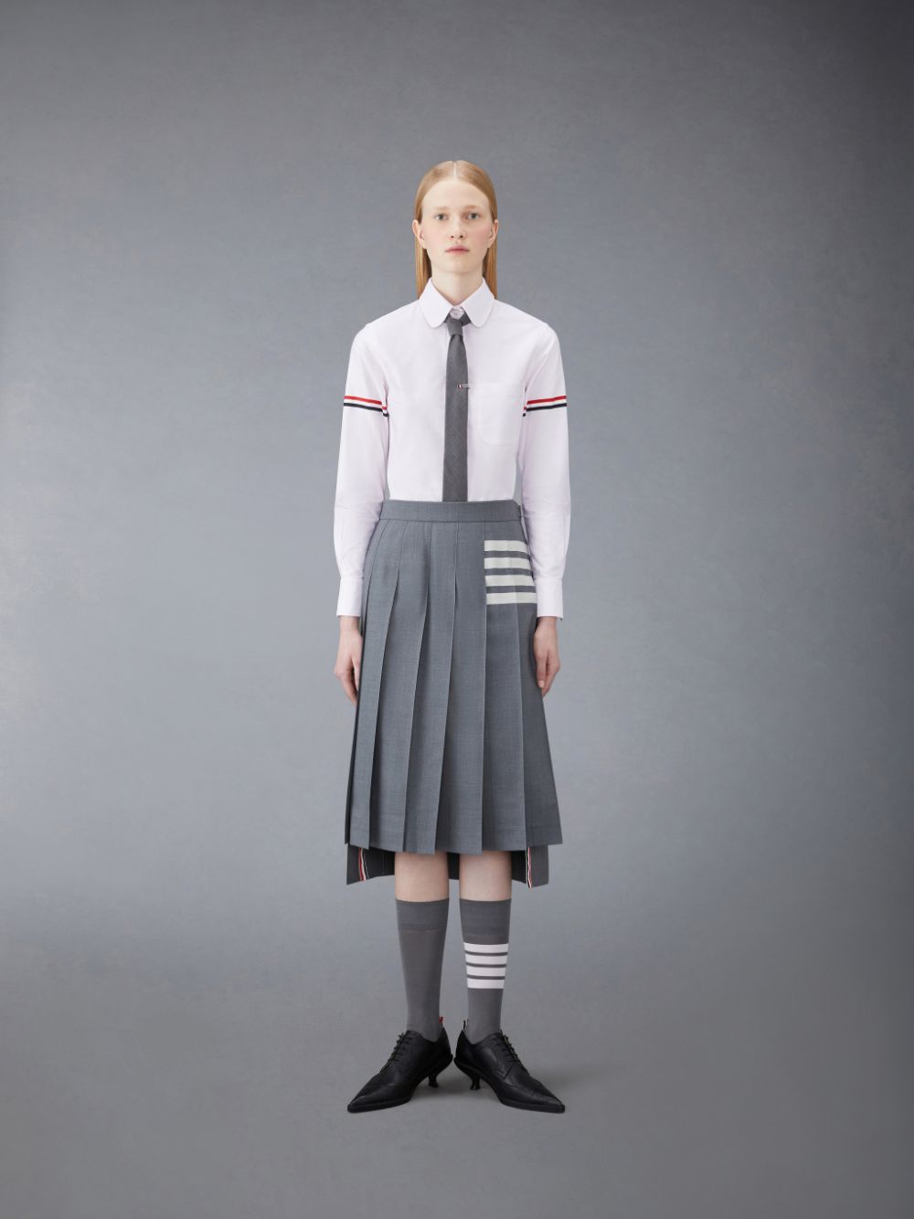 Thom Browne Stripe Oxford Armband Classic Round Collar Women Shirts Pink | LZG99W16864