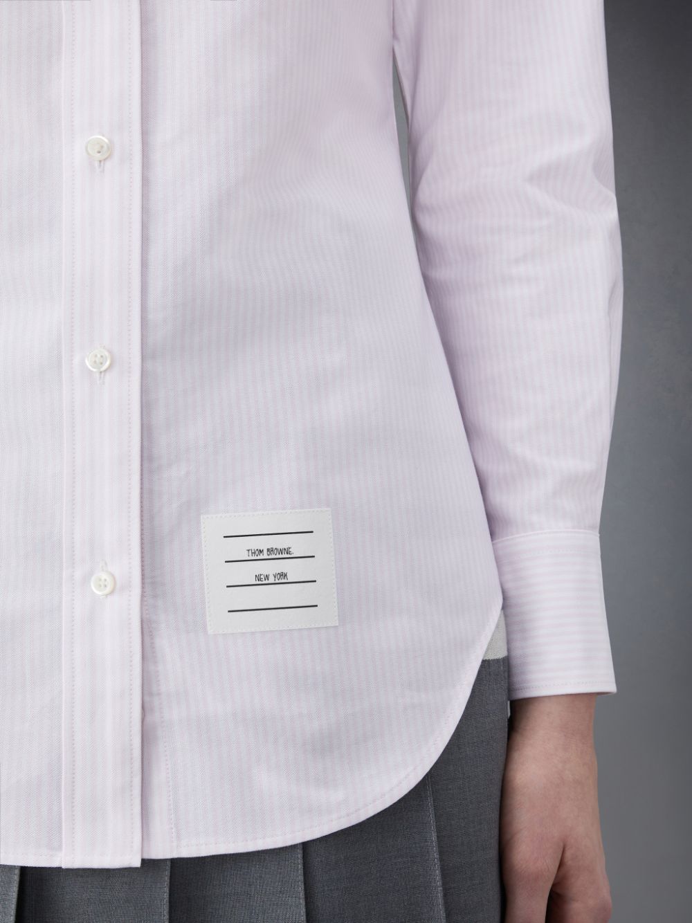 Thom Browne Stripe Oxford Armband Classic Round Collar Women Shirts Pink | LZG99W16864