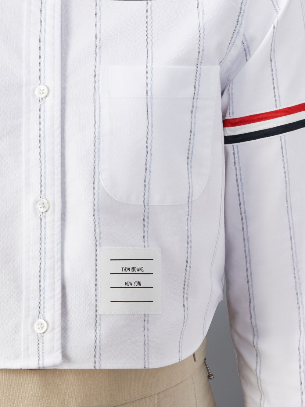 Thom Browne Stripe Oxford Armband Cropped Women Shirts White | FQC69X19367