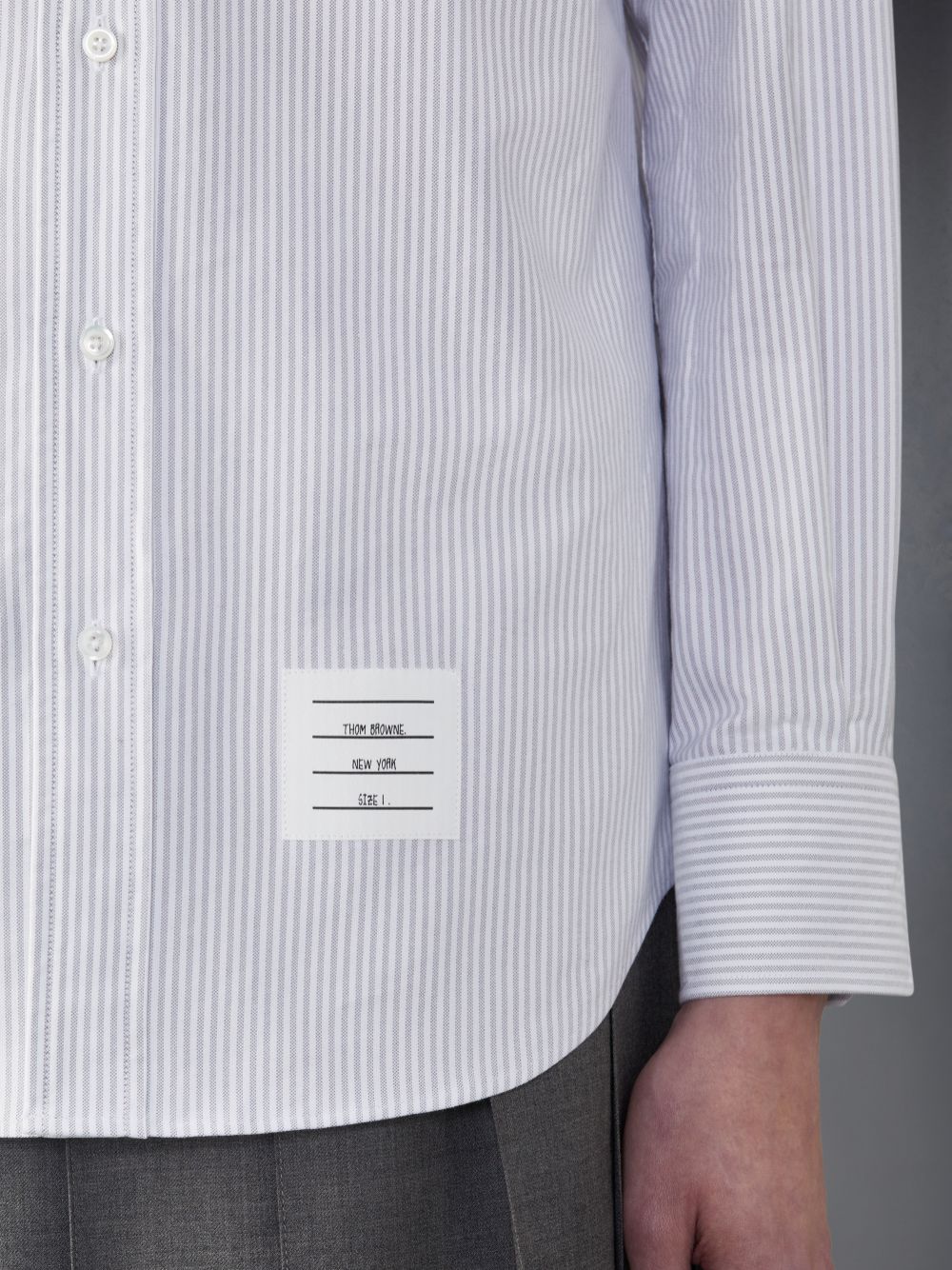 Thom Browne Stripe Oxford Rose Men Shirts Grey | VTH81W74584