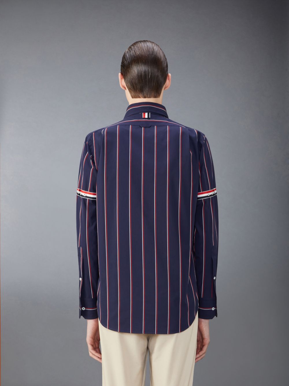 Thom Browne Stripe Poplin Armband Men Shirts Blue | QYJ36I45337