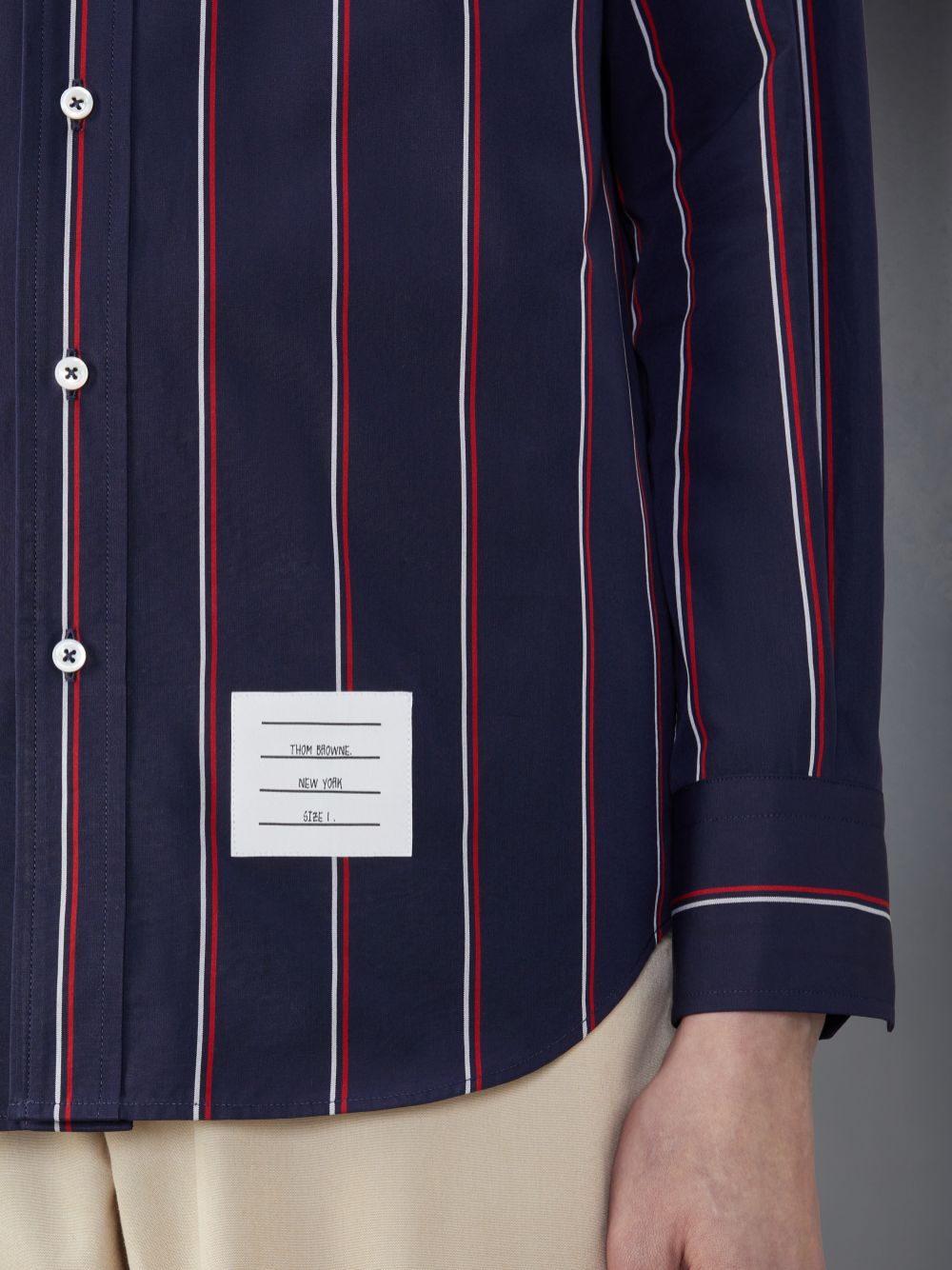 Thom Browne Stripe Poplin Armband Men Shirts Blue | QYJ36I45337