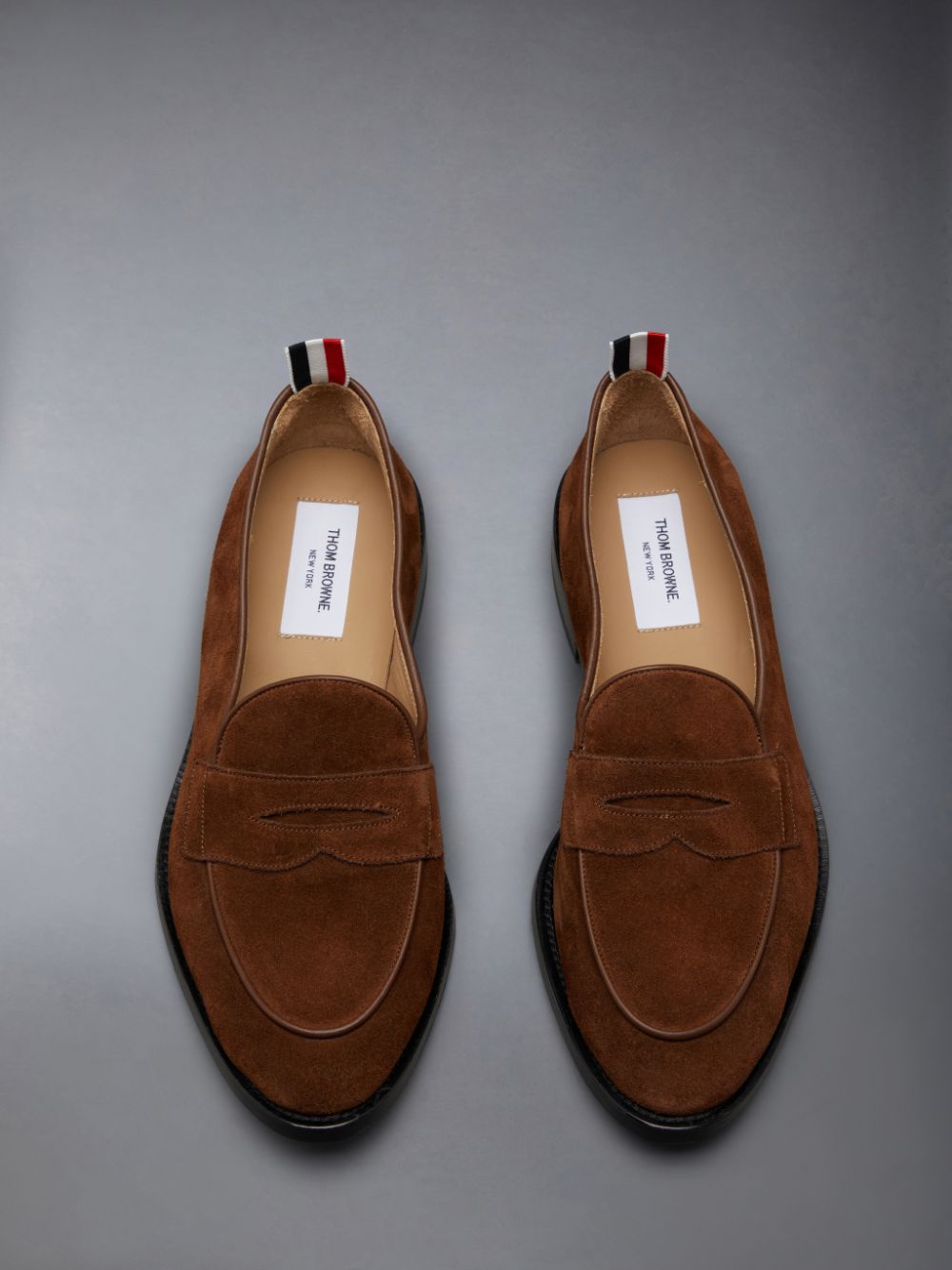 Thom Browne Suede Varsity Penny Men Loafers Brown | DWG72R79249