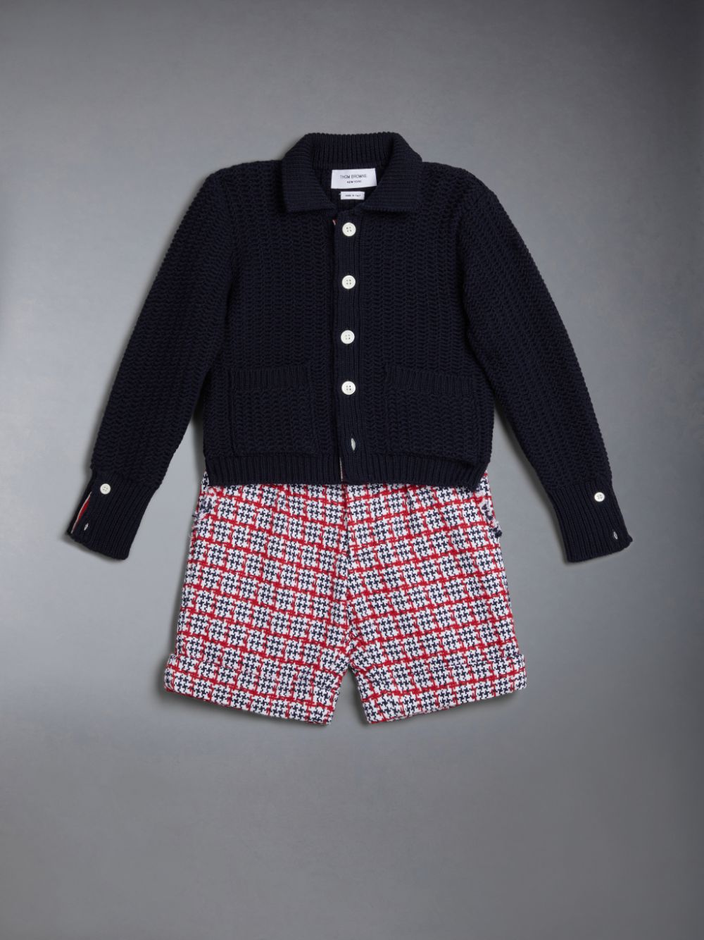 Thom Browne Summer Tweed Fray Suspender Girls's Shorts White | OLP65F72009