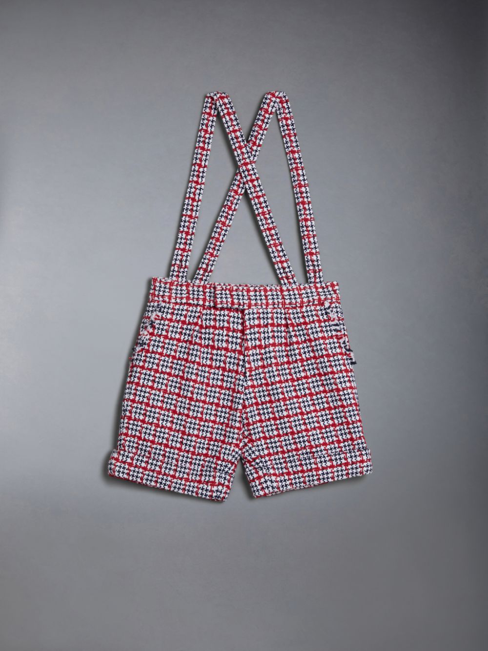 Thom Browne Summer Tweed Fray Suspender Girls\'s Shorts White | OLP65F72009