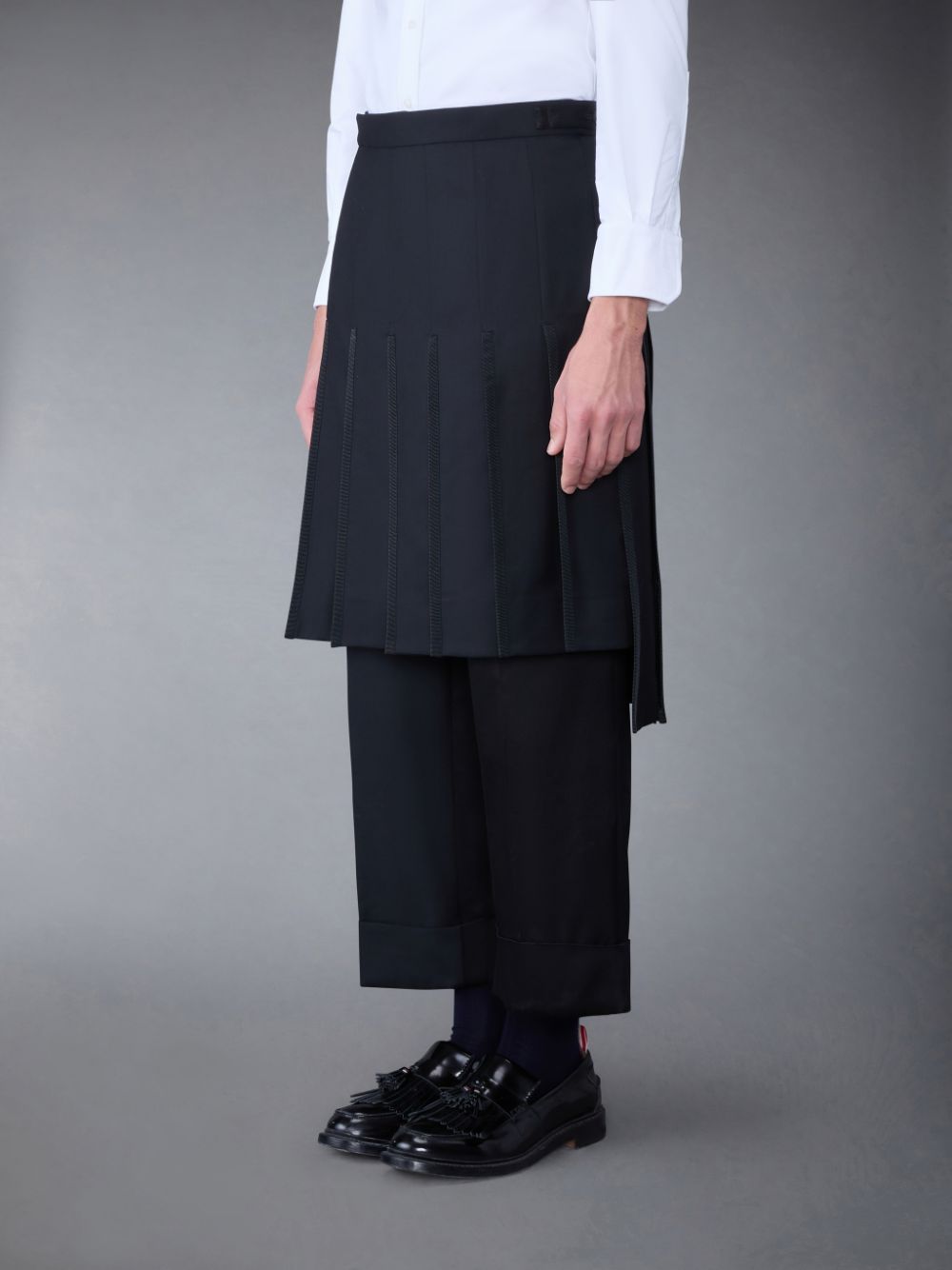 Thom Browne Super 120's Collage Pleated Trouser Men Skirts Black | XBO07M22230