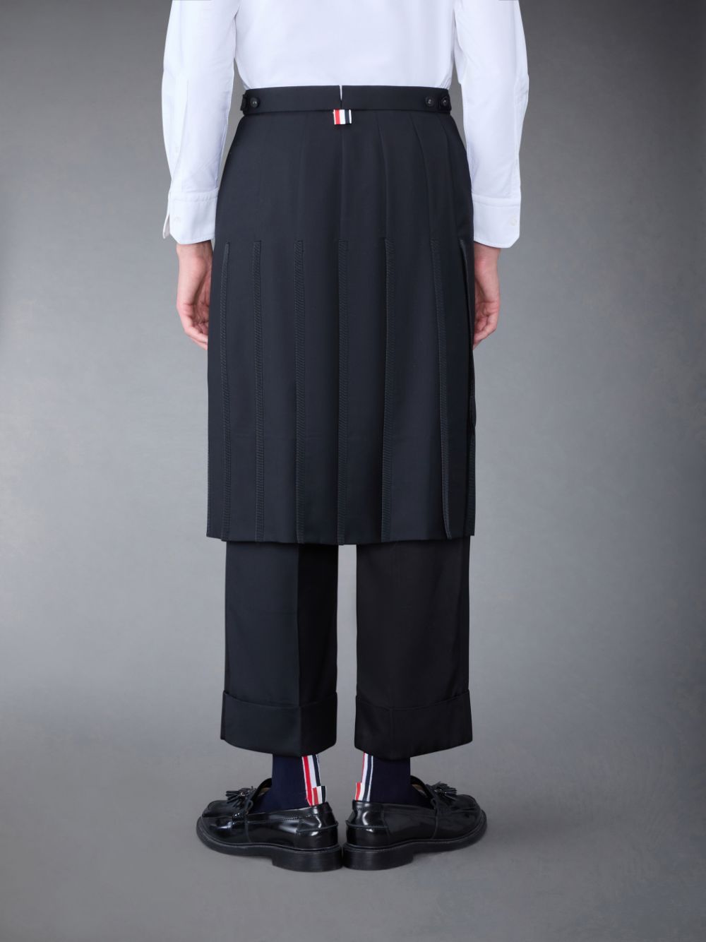 Thom Browne Super 120's Collage Pleated Trouser Men Skirts Black | XBO07M22230