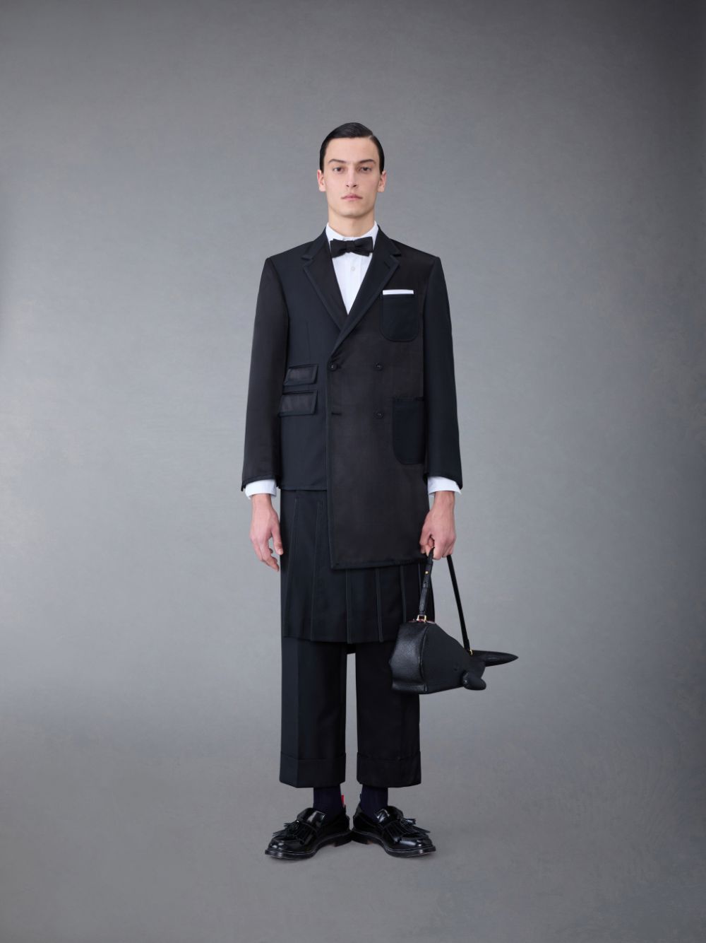 Thom Browne Super 120's Collage Pleated Trouser Men Skirts Black | XBO07M22230