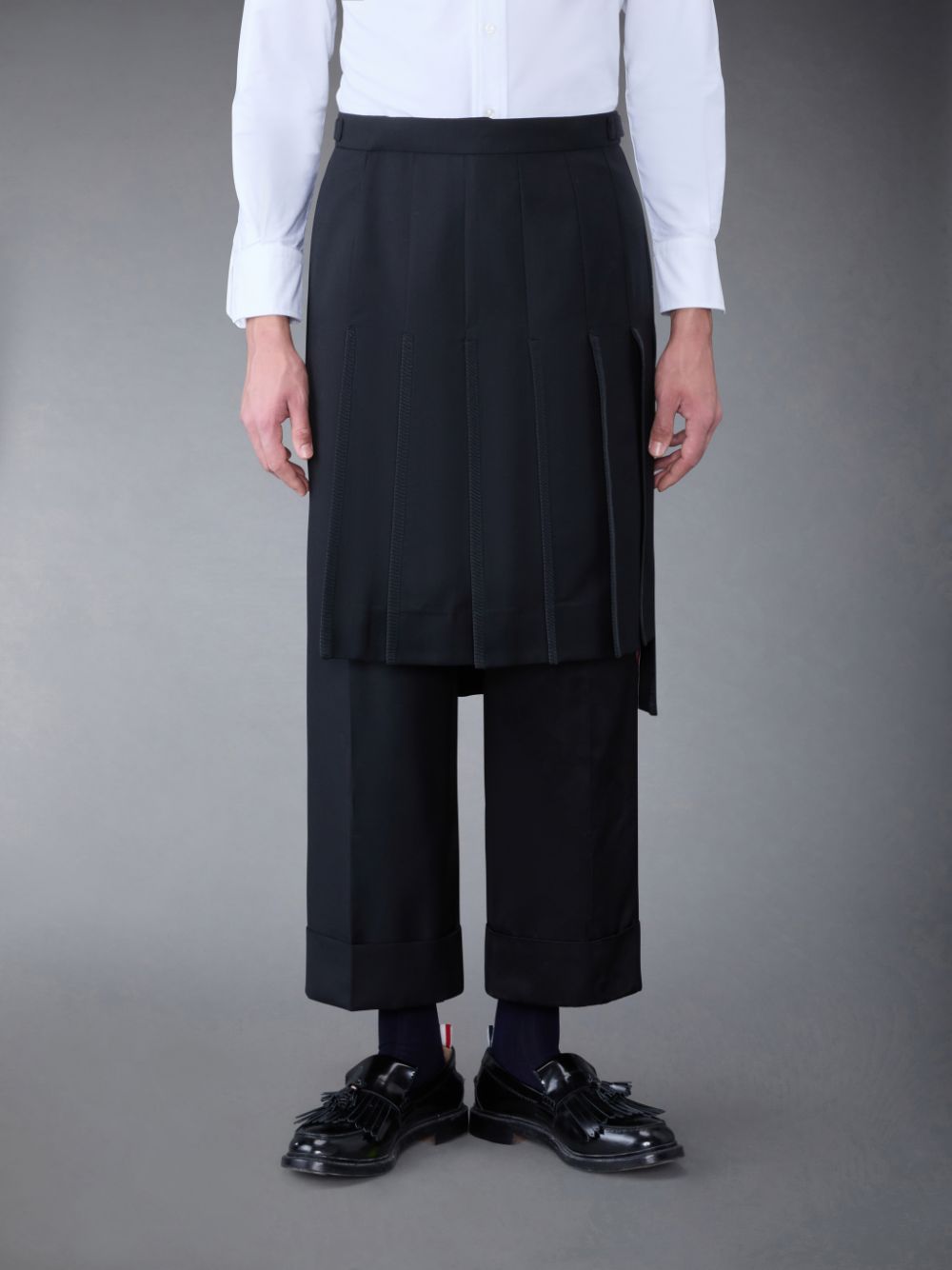 Thom Browne Super 120\'s Collage Pleated Trouser Men Skirts Black | XBO07M22230