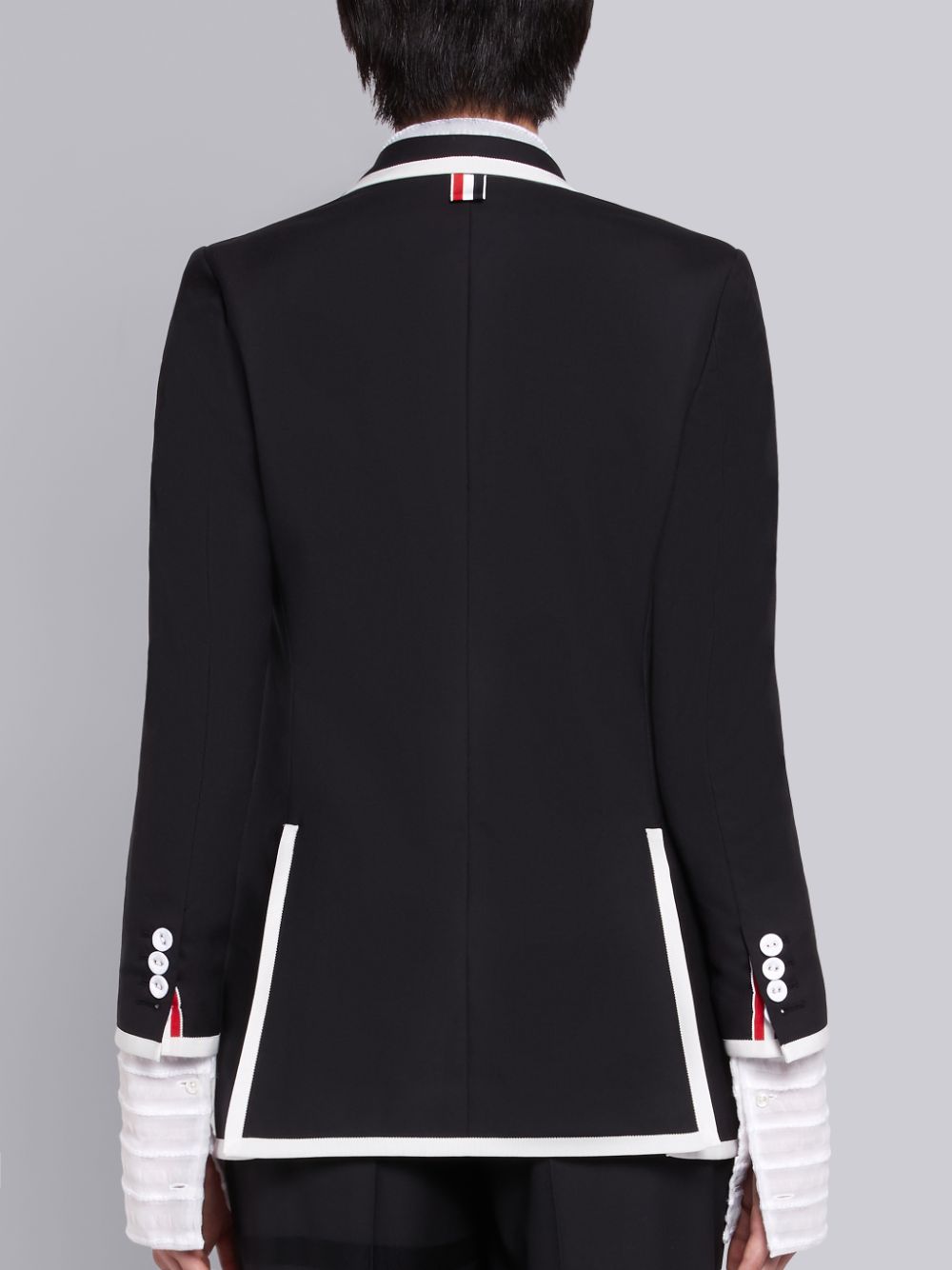 Thom Browne Super 120s Plain Weave Wide Lapel Women Jackets Black | IWE20T75893