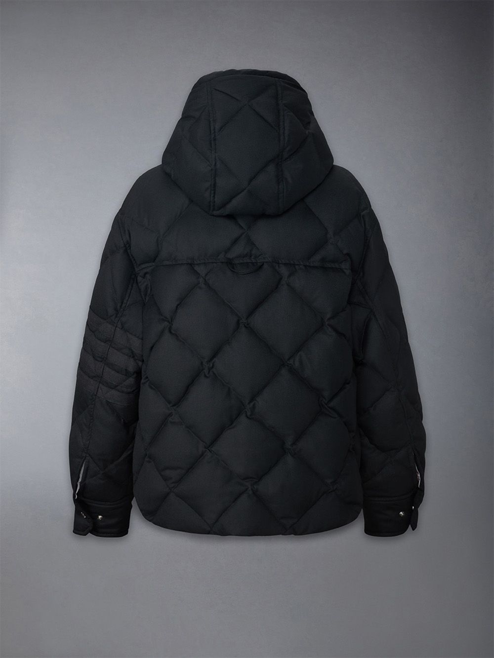 Thom Browne Super 120's Twill Down 4-bar Hooded Women Jackets Black | UYF85C54727