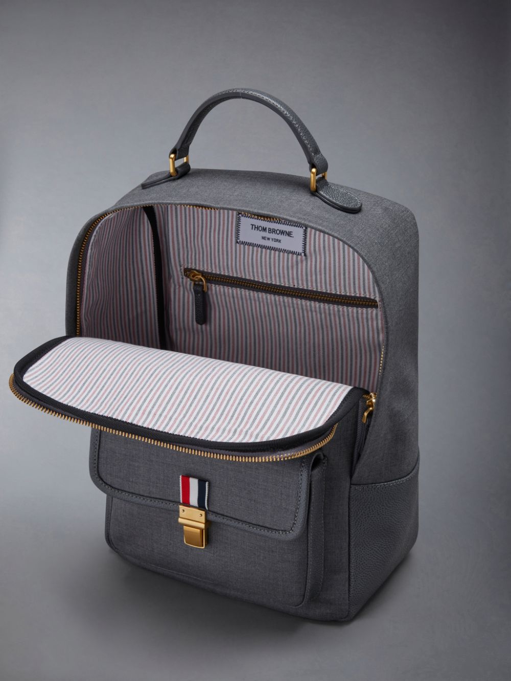 Thom Browne Super 120's Twill Front Pocket School Men Backpacks Grey | ERT94V95128