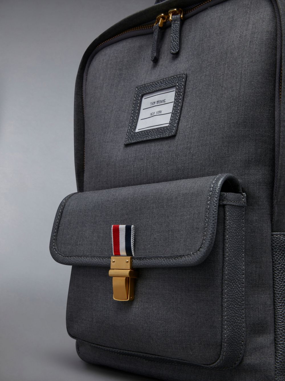 Thom Browne Super 120's Twill Front Pocket School Men Backpacks Grey | ERT94V95128