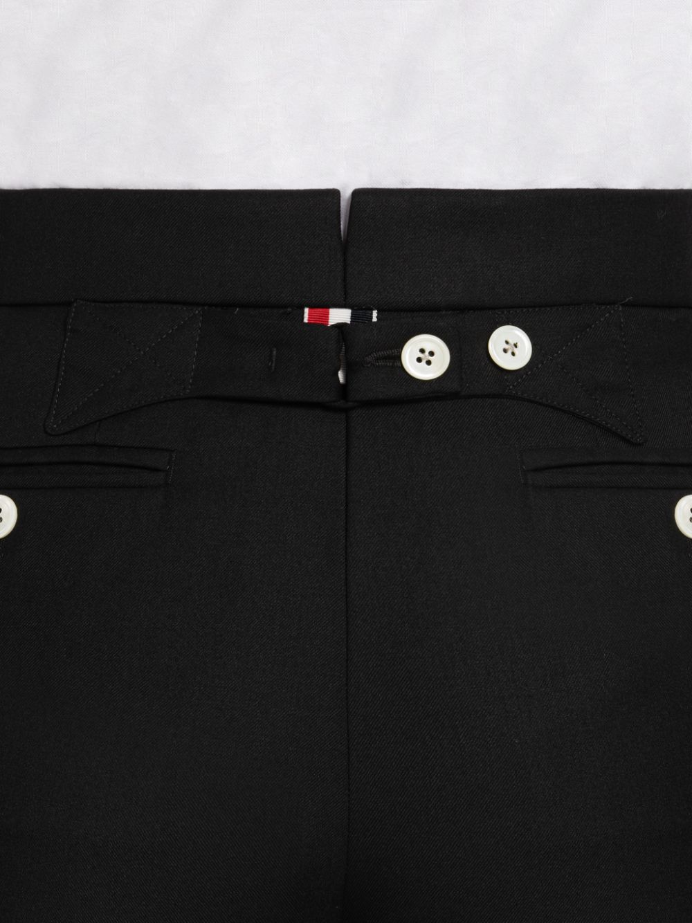 Thom Browne Super 120s Wool Twill Classic Backstrap With Pearls Women Pants Black | KAJ99L52891