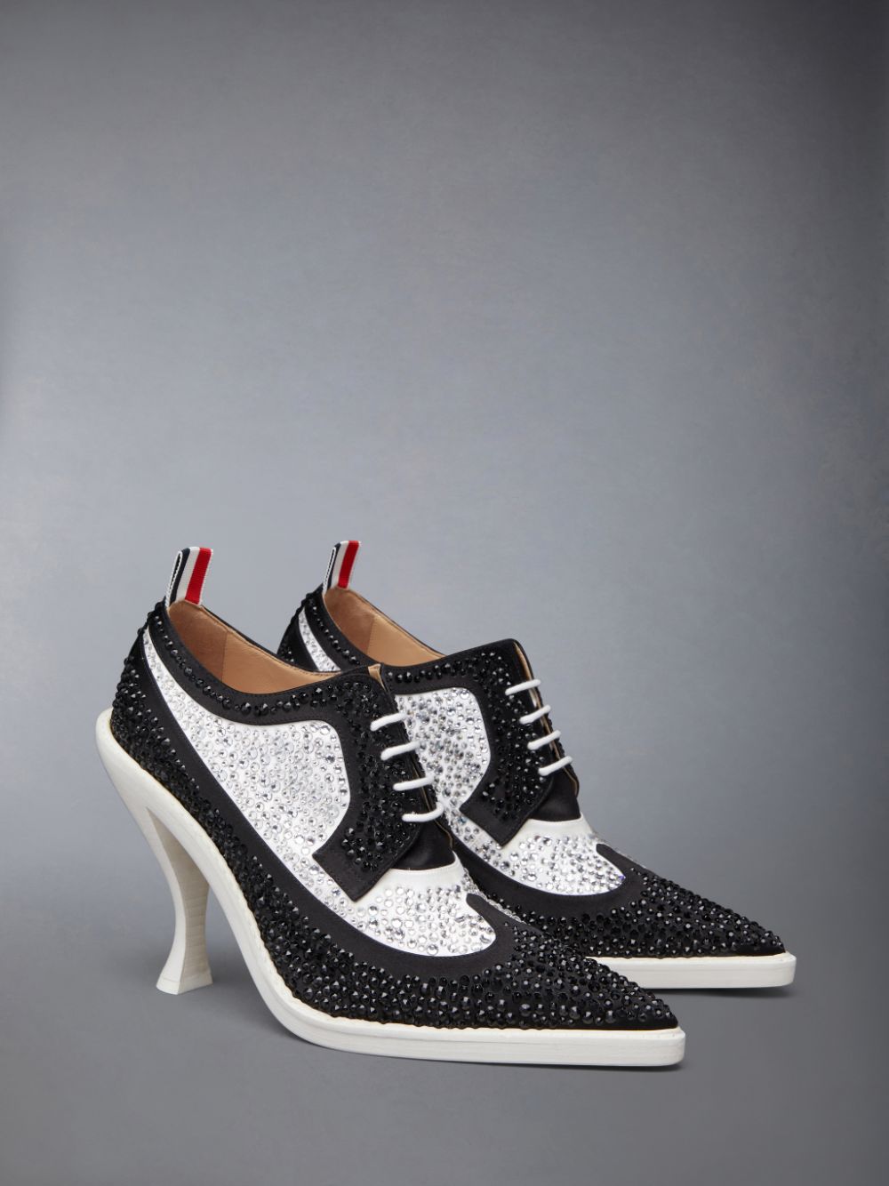 Thom Browne Swarovski Satin Heeled Longwing Women Brogue Shoes Black | HDH59X27583