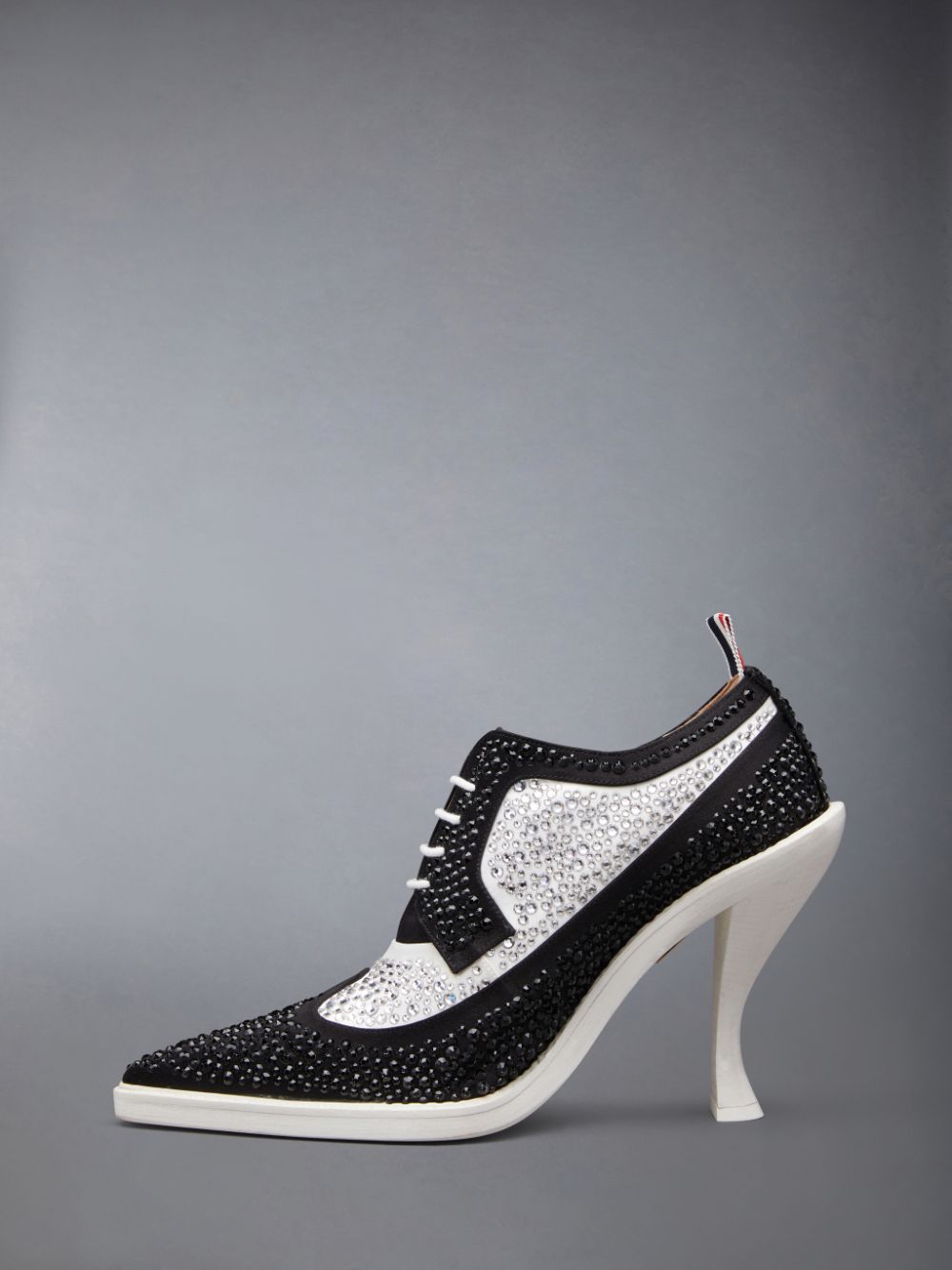 Thom Browne Swarovski Satin Heeled Longwing Women Brogue Shoes Black | HDH59X27583