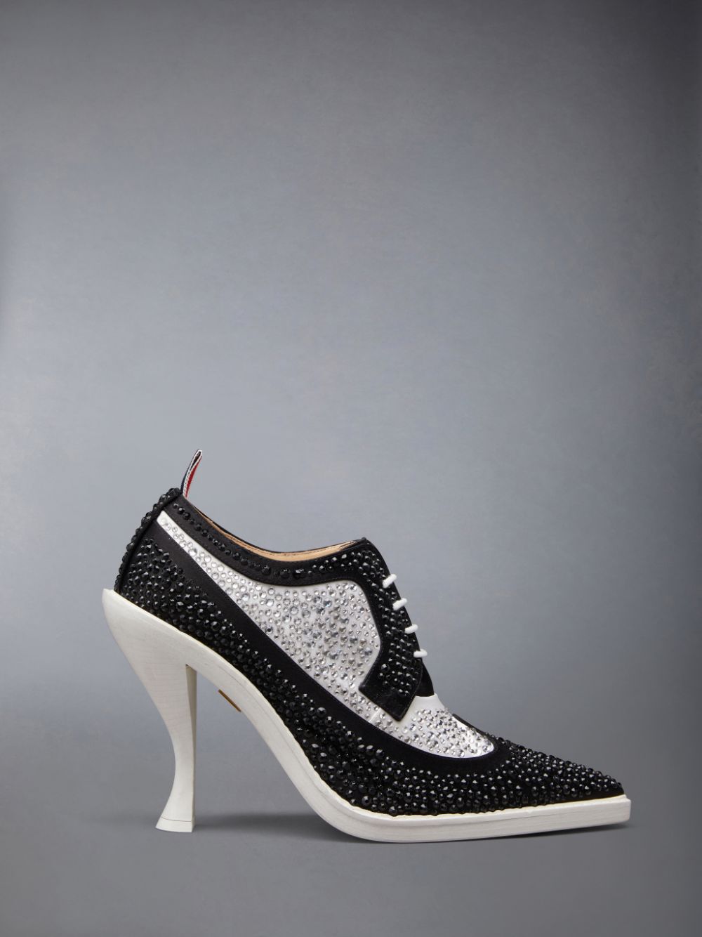 Thom Browne Swarovski Satin Heeled Longwing Women Brogue Shoes Black | HDH59X27583