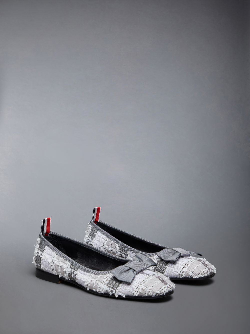 Thom Browne Tartan Tweed Leather Sole Opera Women Ballerina Grey | DSX61V71066