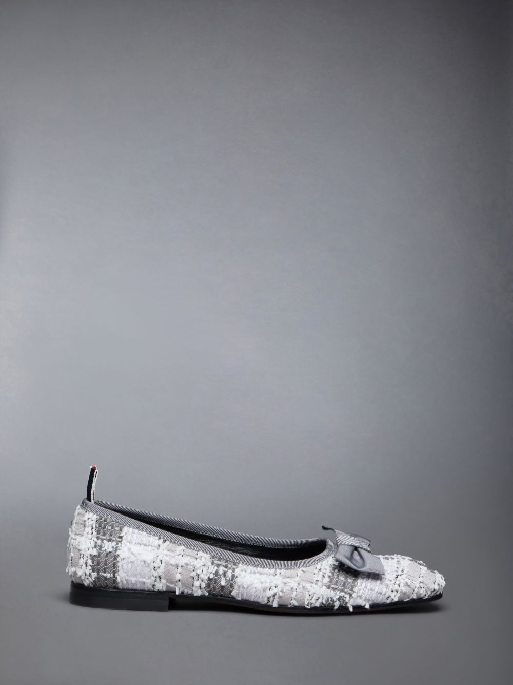 Thom Browne Tartan Tweed Leather Sole Opera Women Ballerina Grey | DSX61V71066