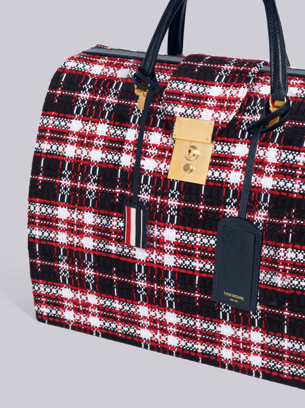 Thom Browne Tartan Tweed Mr. Men Duffle Bags Red | OLL67W38205