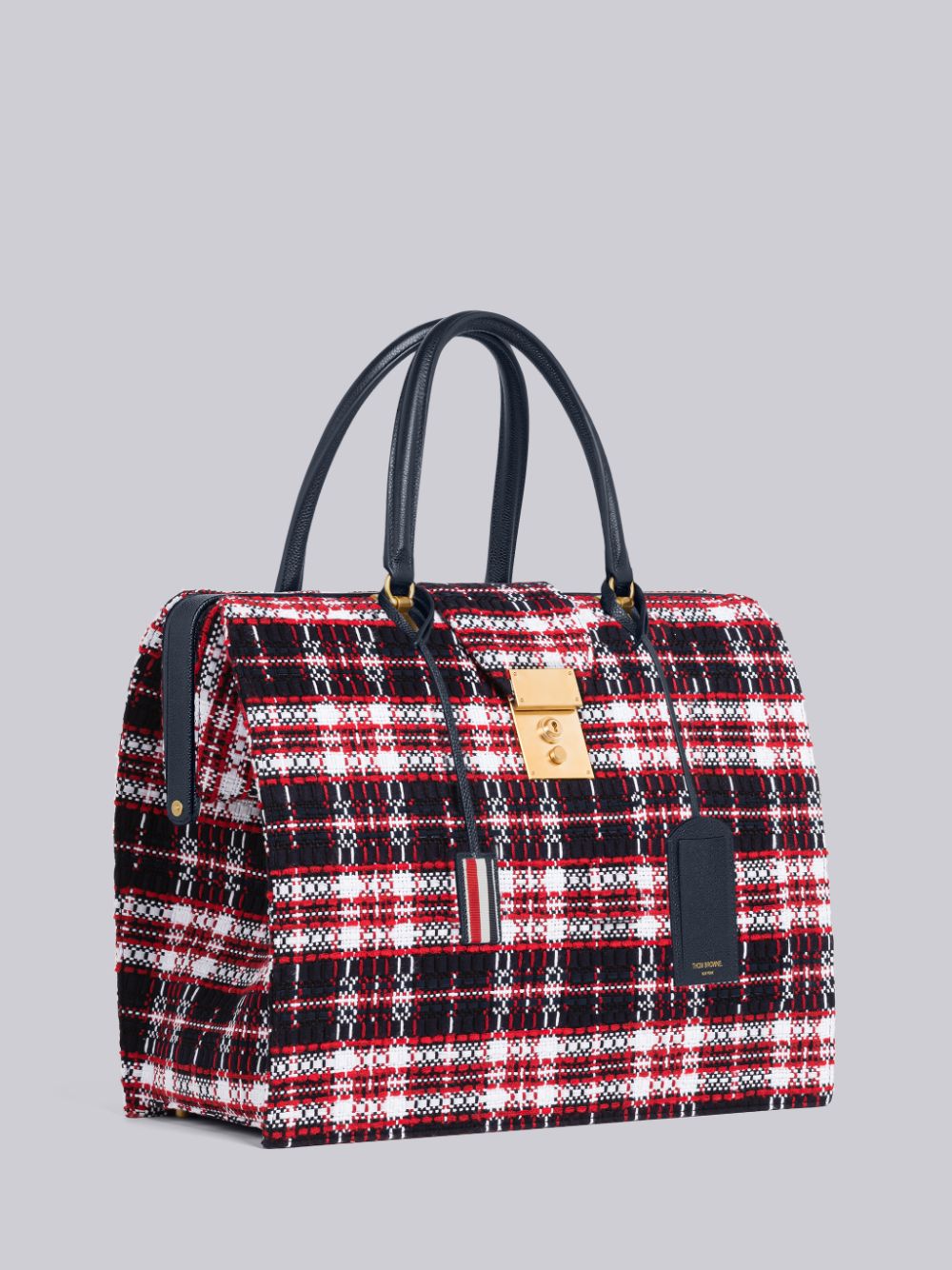 Thom Browne Tartan Tweed Mr. Men Duffle Bags Red | OLL67W38205