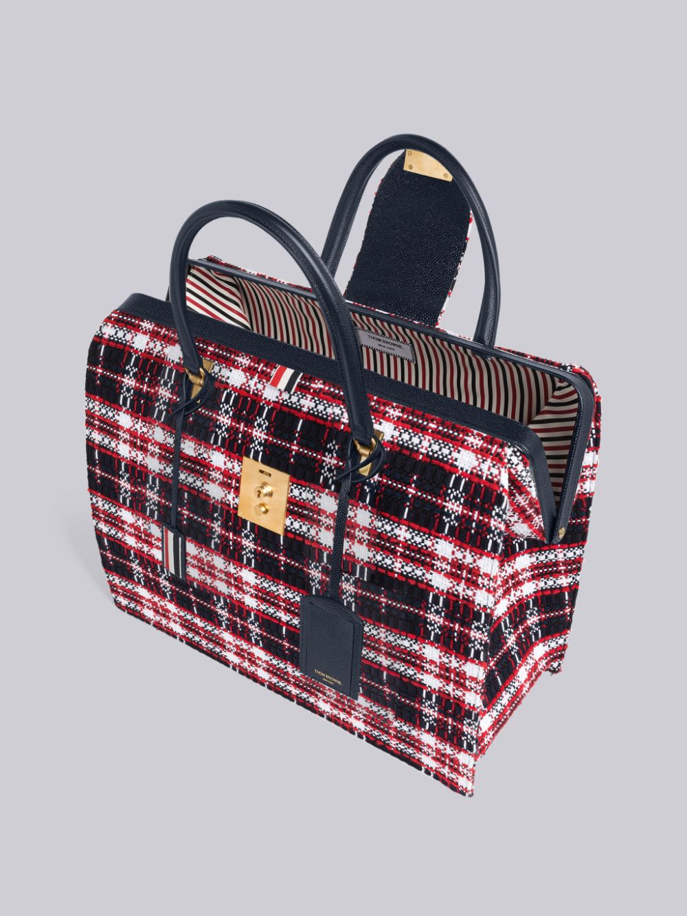 Thom Browne Tartan Tweed Mr. Men Duffle Bags Red | OLL67W38205