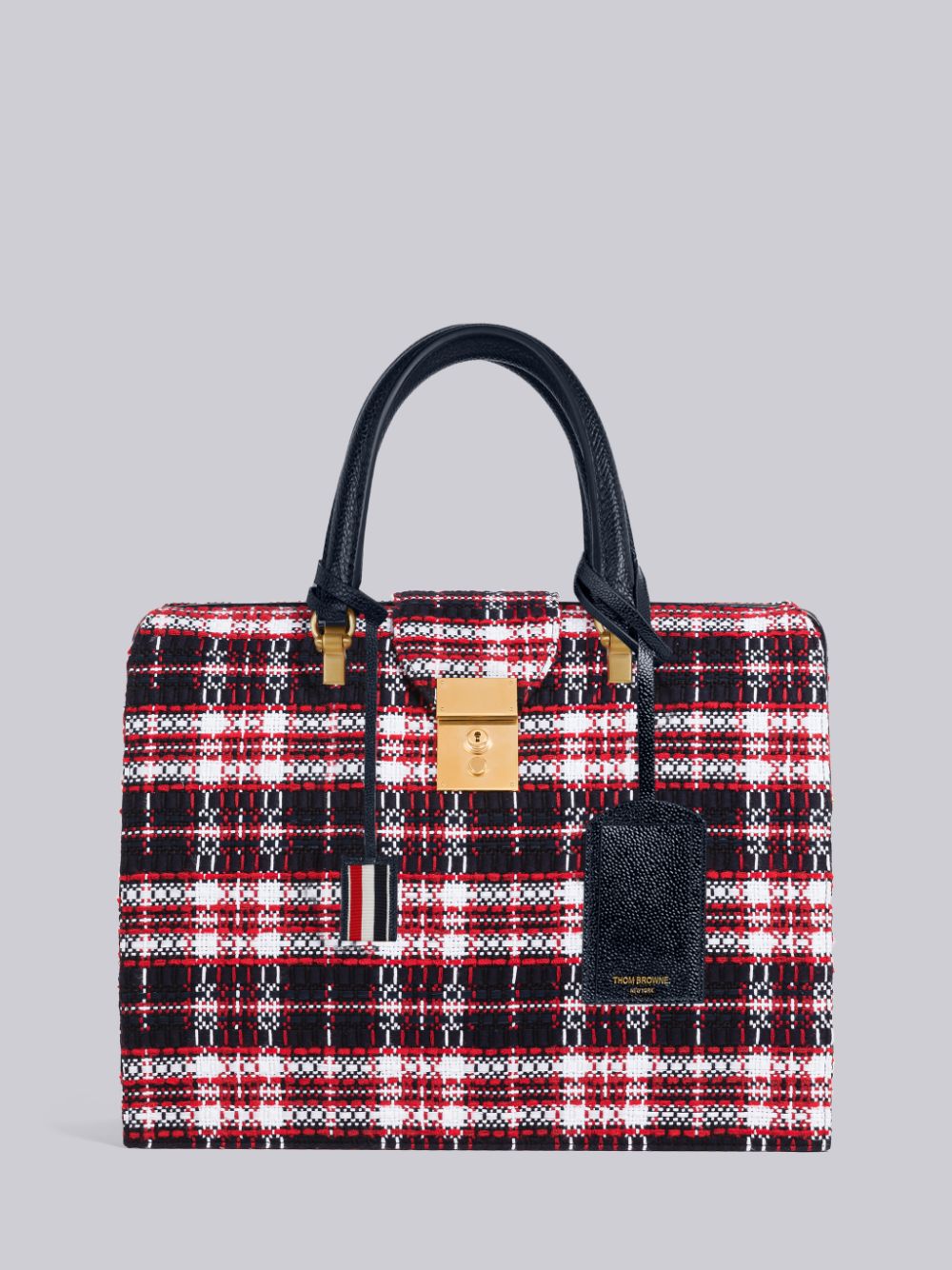 Thom Browne Tartan Tweed Mr. Men Duffle Bags Red | OLL67W38205