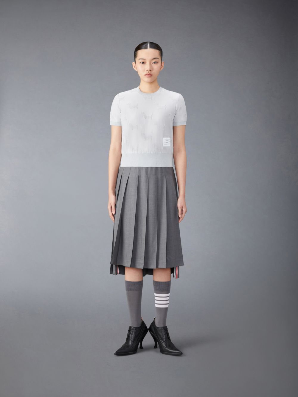 Thom Browne Terry Jacquard Hector Women T Shirts Grey | DKU14G96915