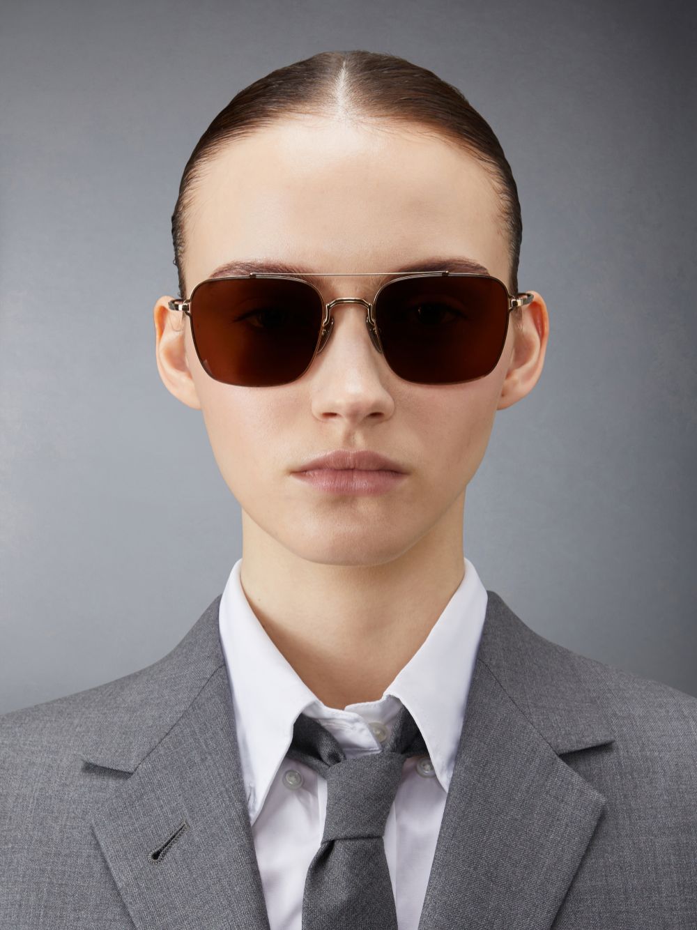 Thom Browne Titanium Aviator Women Sunglasses Gold | OPQ92S17706