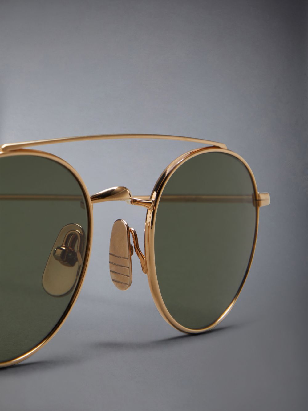 Thom Browne Titanium Round Men Sunglasses Gold | EUD36J46870