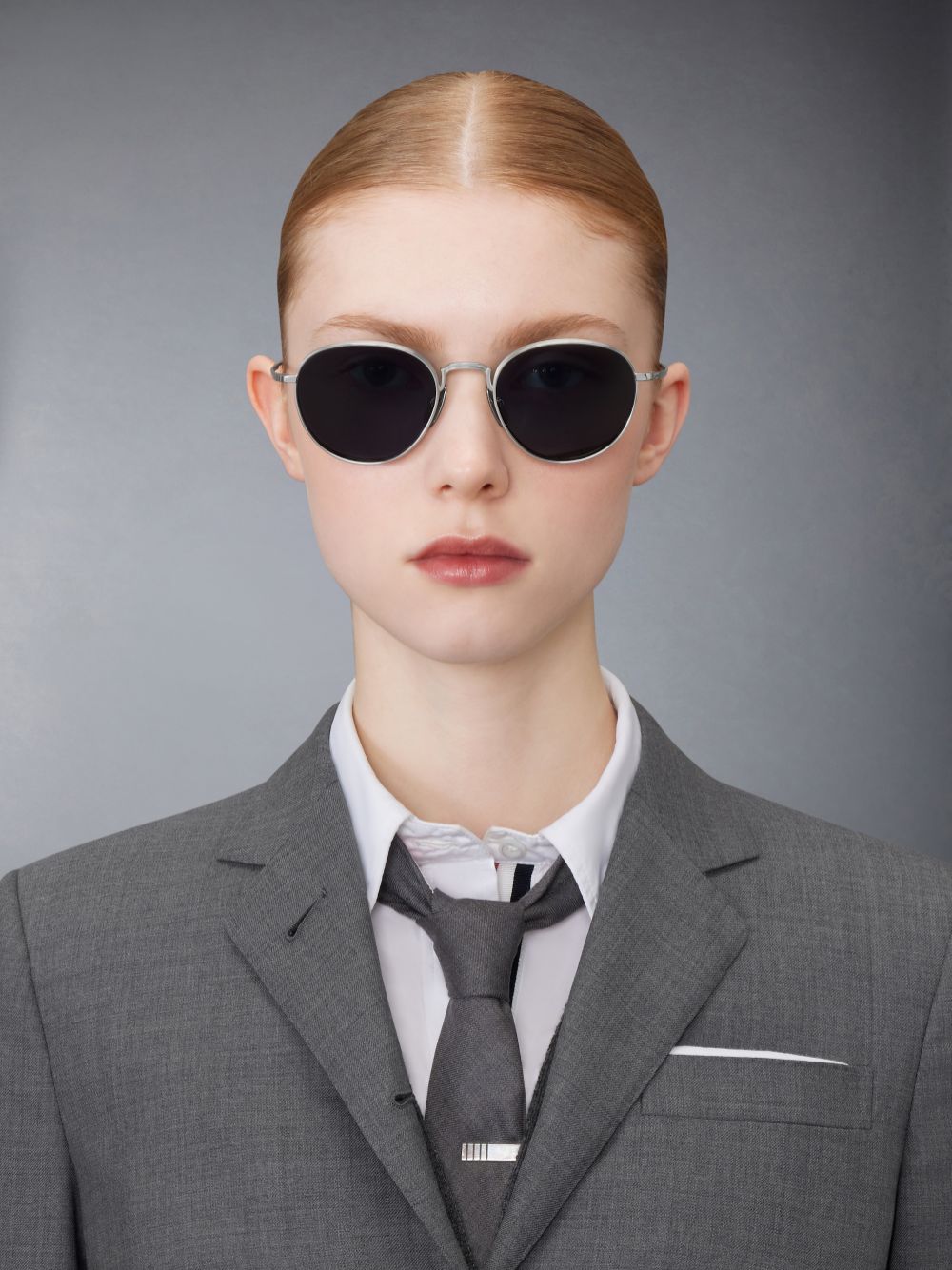 Thom Browne Titanium Round Women Sunglasses Silver | ZNB87I62573