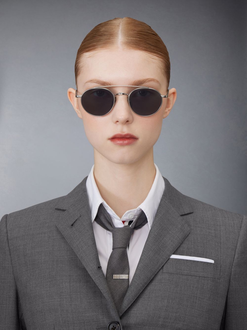 Thom Browne Titanium Round Women Sunglasses Grey | TCF19Q13070